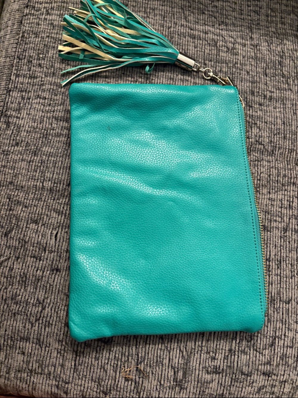 Merona Turquoise Leather Tassel Wristlet Clutch